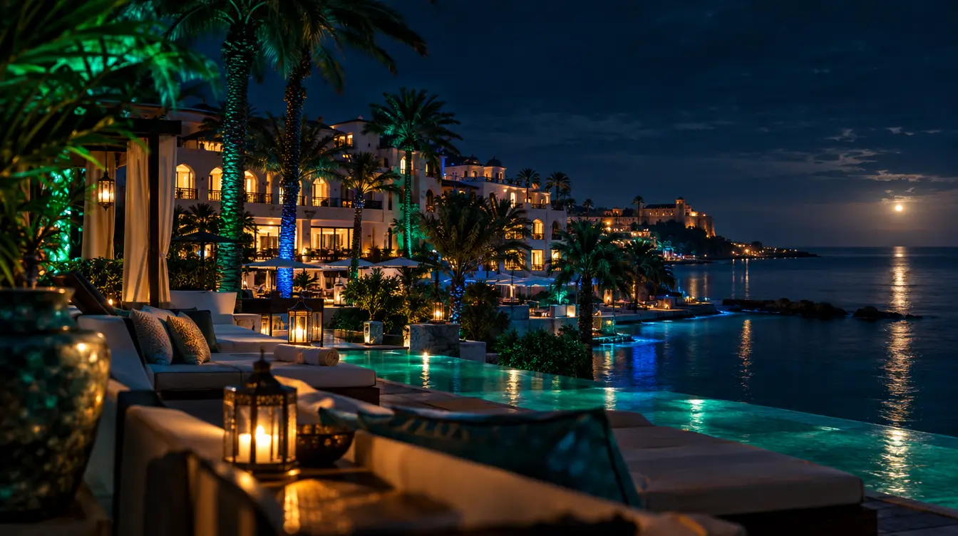 Hôtel en bord de mer en Algérie, de nuit