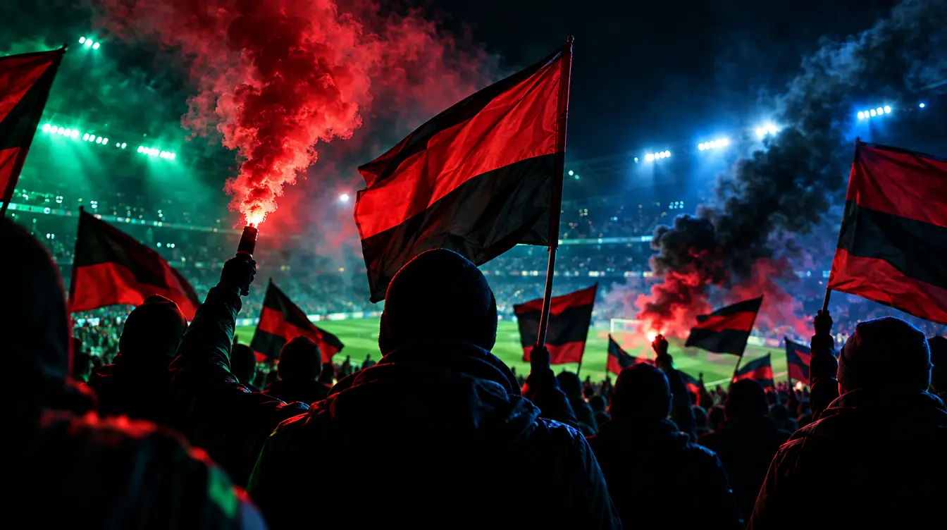 Tribune en rouge et noir, USM Alger